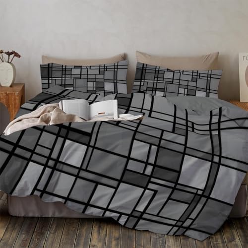Queen Size Duvet Cover Sets Modern Abstract Bedding Set - Rectangular