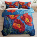 Queen Duvet Cover Set Cubism Geometry Floral Bedding with Reversible
