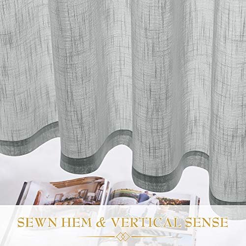 RYB Home Linen Sheer Curtains - Linen Textured Semi Sheer Curtains for