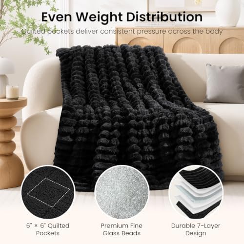 Drewin Weighted Blanket for Adults Queen Size 20lbs, Black Throw