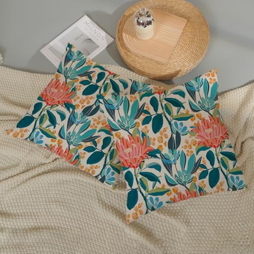Boho Outdoor Pillow Covers 22x22 Inch 2 Pcs Aqua Teal Coral Colorful