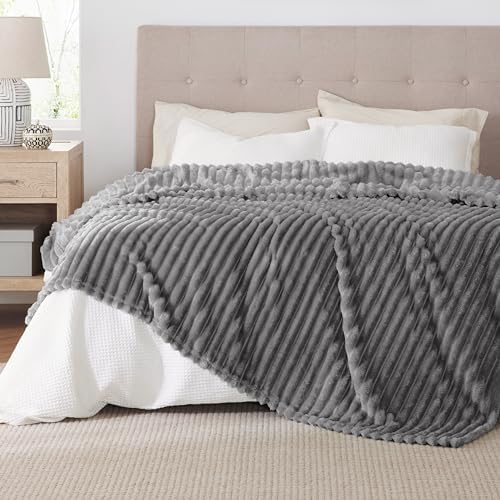 Bedsure Frost Gray Fleece Blanket for Couch&King Size Blanket for