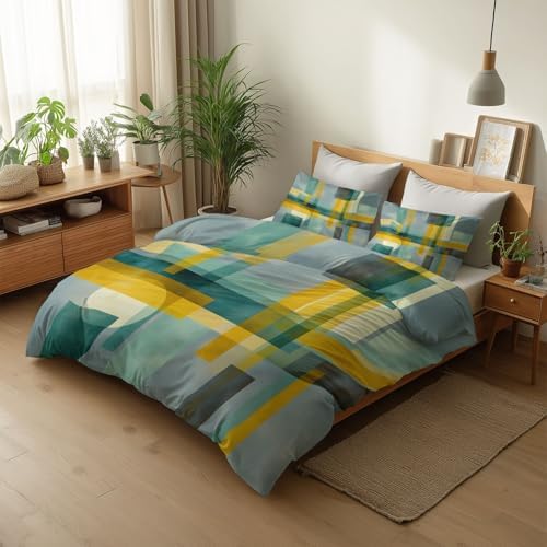 Full Duvet Cover Set Microfiber Gray Bedding Soft & Breathable, with