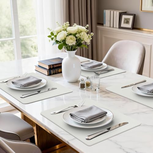 Faux Leather Placemats Set of 6, Washable Place Mats, Vinyl Placemats
