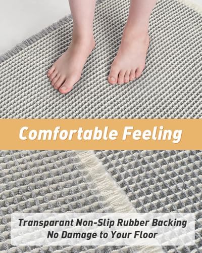 AMOAMI Upgraded Waffle Runner Rug Super Absorbent Non Slip Bath Mats
