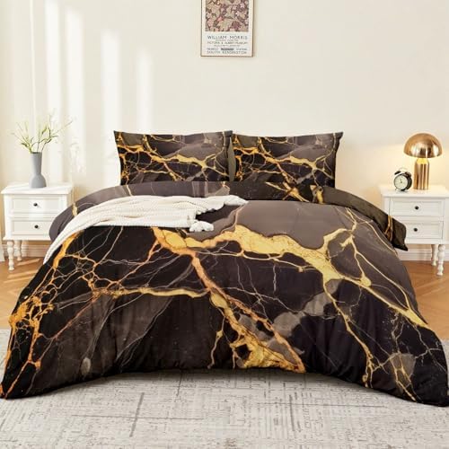 Dark Gray Print Duvet Cover, Abstract Stone Texture Pattern Soft