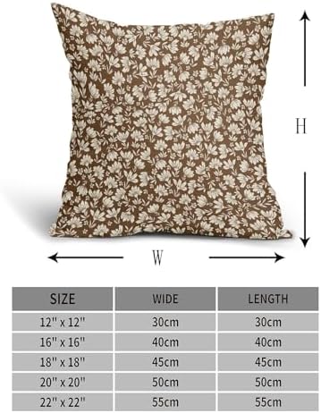 Brown Beige Daisy Floral Pillow Covers 20X20 Inch Vintage Flowers
