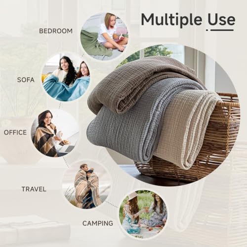 Simple&Opulence 100% Cotton Muslin Blanket King Size, Lightweight