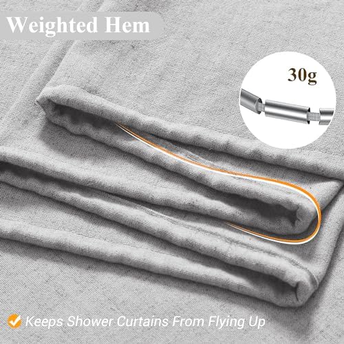 Naturoom Linen Shower Curtain 72 Inch Long for Bathroom Light Grey 1