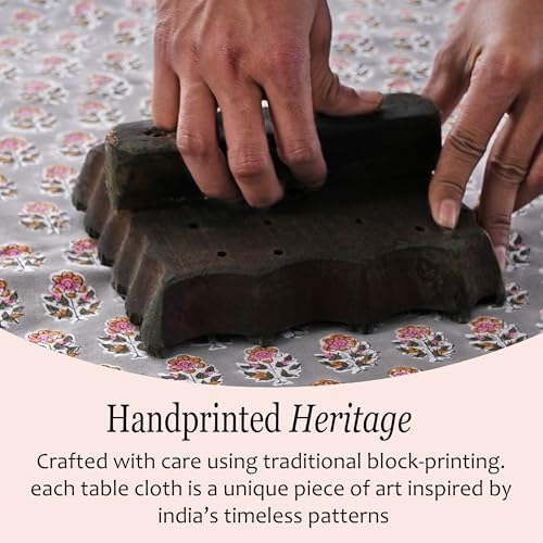 CPC Tablecloth 100% Cotton 60x60 Inch Indian Block Print Square Table