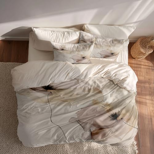 Floral Fluid Lines Artwork 100% Cotton Duvet Cover Set Twin Size