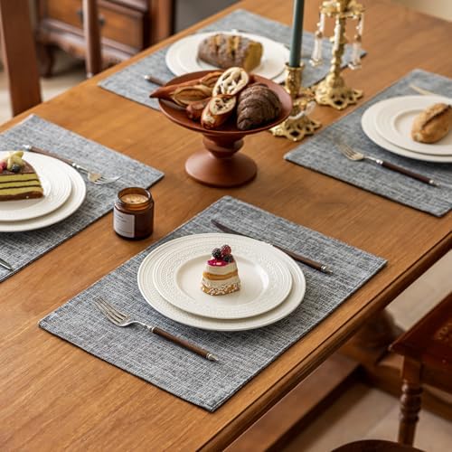 KXN Placemats Set of 8, Durable Dual-Layer Fabric Table Mats, Light