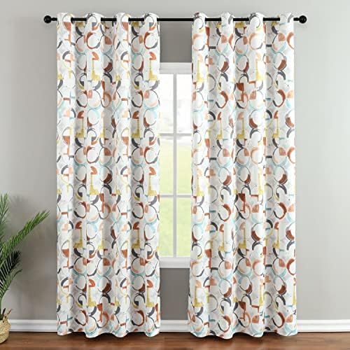 VOGOL Abstract Geometric Blackout Curtains, Grommet Top, 52 x 63, 2