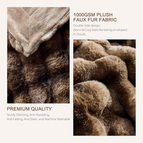 NORD ECO Luxury 1000GSM Faux Rabbit Fur Throw Blanket, Super Heavy