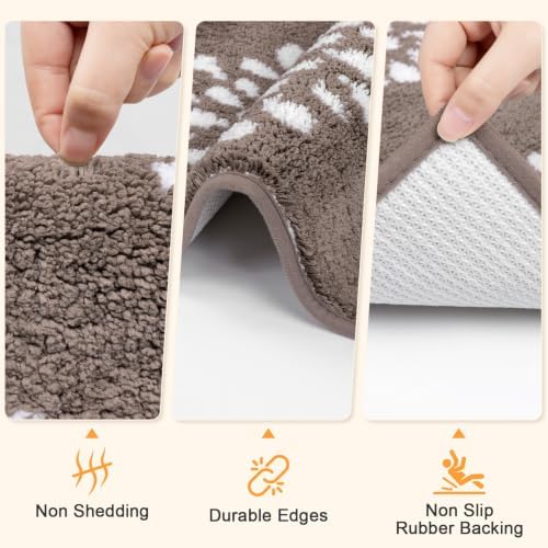 HEBE Bathroom Rugs Set 3 Piece, Non Slip Washable Absorbent Bath Mat