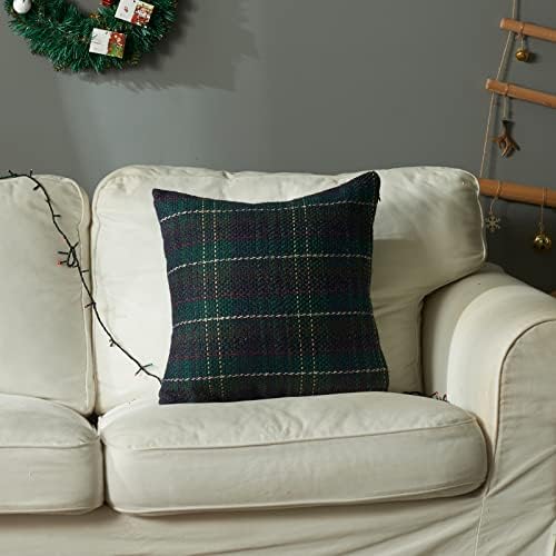 Green Plaid Pillow Covers 18x18 Inch Set of 2 Christmas Decor