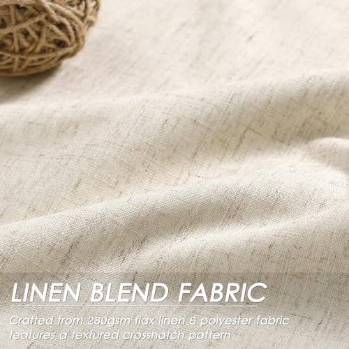 Beige 100% Blackout Linen Curtains 108 Inches Long for Bedroom Back