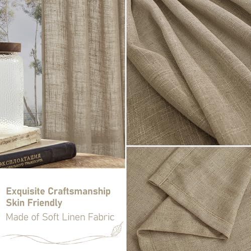 LAMIT Taupe Linen Curtains for Living Room 84 inch Length 2 Panels