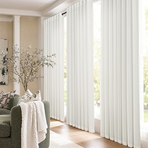 Jowels Ivory Linen Grommet Curtains 108 Inch Length for Living Room