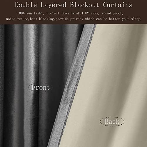 Gray Blackout Velvet Curtains 120 inch for Living Room,Full Blackout
