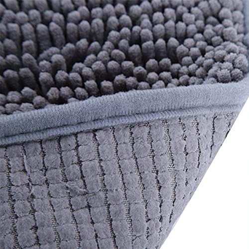 Chenille Bathroom Non Slip Mat, Water Absorbent Rug Set, 2pcs Anti