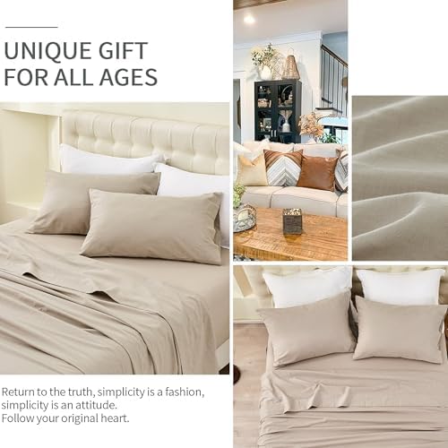 BISELINA Linen Sheet French Flax Flat Sheet Only 55% Euro Linen 45%