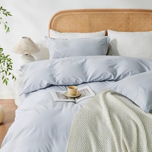 OAITE Duvet Cover Set 100% Washed Cotton Solid 3pcs