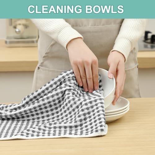 SALAS Cotton Dish Towels Cloths for Kitchen Drying Dishes, Lattice