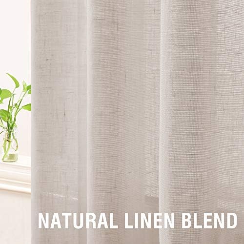 H.VERSAILTEX Natural Linen Blended Semi Sheer Curtains 84 Inches Long