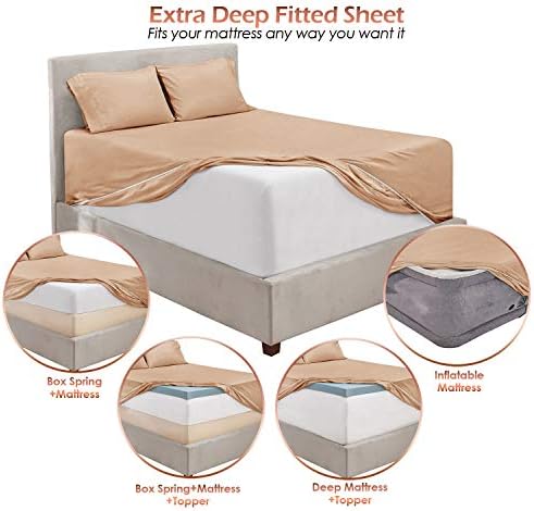 Nestl Taupe Twin XL Deep Pocket Fitted Sheet - 1800 Microfiber, Ultra