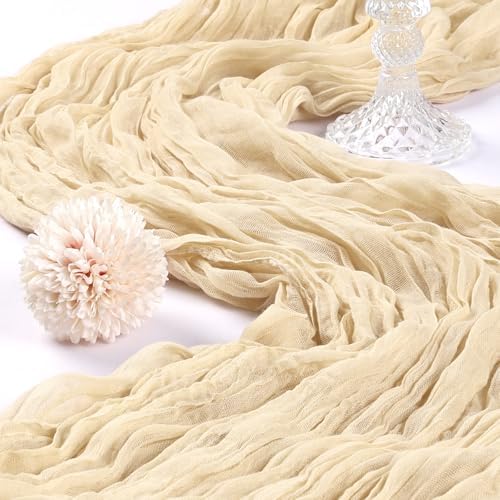 6 Pack 10Ft Beige Cheesecloth Table Runner 23 x 120 Inch