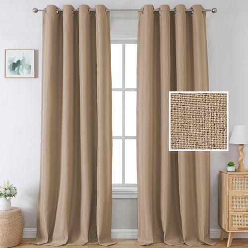 H.VERSAILTEX Linen Blackout Curtains 108 Inches Long for