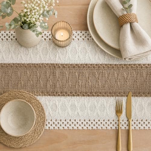 Artoid Mode Linen Farmhouse Rustic Table Runner 12x120 Inch