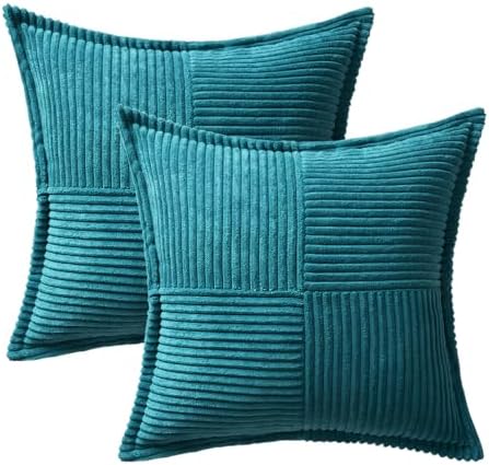 MIULEE Decorative Throw Pillow Covers for Couch 20x20 Inch Teal Blue
