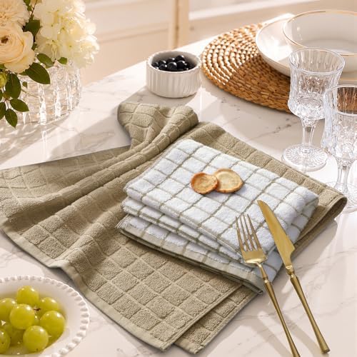 Kitinjoy Premium Kitchen Towels (16"x 28", 8 Pack), Large 100% Cotton