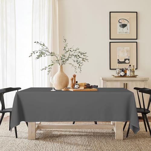 Horaldaily Grey Tablecloth 60×120 Inch Rectangular, Stain and Wrinkle
