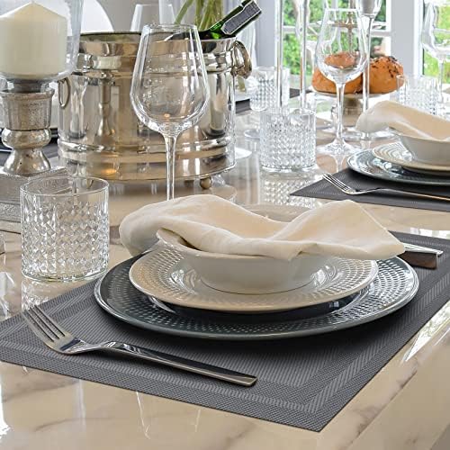 Winknowl Placemats Set of 8,Heat Resistant Woven Vinyl Washable PVC