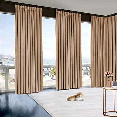 Extra Long Blackout Double Pinch Pleated Curtain Solid Room Darkening