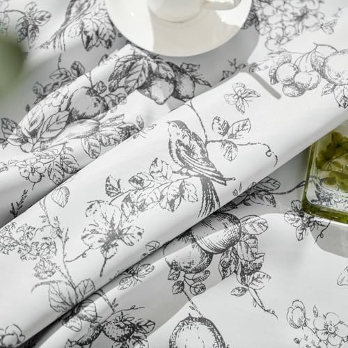jinchan Black Floral Blackout Curtains 84 Inch Vintage Back Tab 2