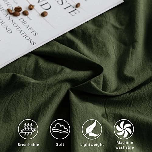 ETDIFFE Dark Olive Green California King Set Duvet Cover, 3pc, 96x104