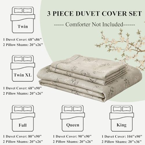 LifeTB Garden Style Floral Duvet Cover Queen Soft Cotton Boho Floral