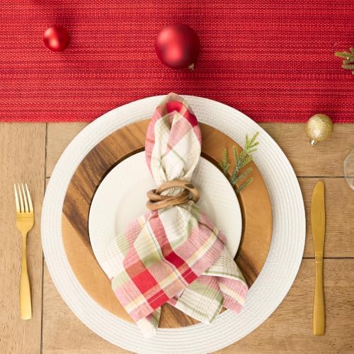 DII Orchard Plaid Collection Linen Tabletop Essentials, Napkin Set