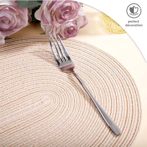 Placemats Set of 6, Braided Cotton Polypropylene Blend Woven Table