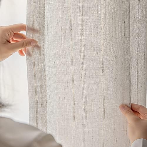 Sunbox Linen Solid Sheer Curtains 108 Inches Long Double Pinch Pleat