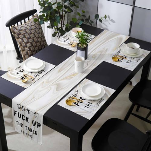 Don't Up The Table Table Runner and Placemats Set of 4 Cotton Linen