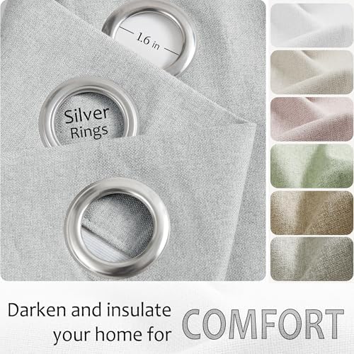 Jubilantex Faux Linen Blackout Curtains Grey Grommet Top 63" L 2