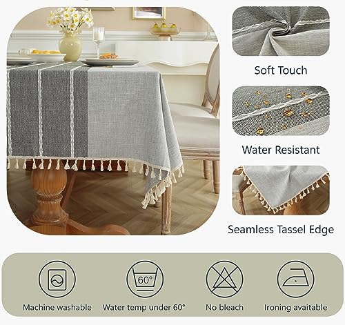 Alsoo Grey Tablecloth Rectangle 55 x 120 Inch, Waterproof Washable
