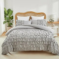 Ruffled Duvet Cover Set Full Size Soft Shabby Chic Waterfall Bedding