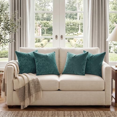18x18 Throw Pillow Covers Set of 2, Premium Heavy-Duty Soft Chenille