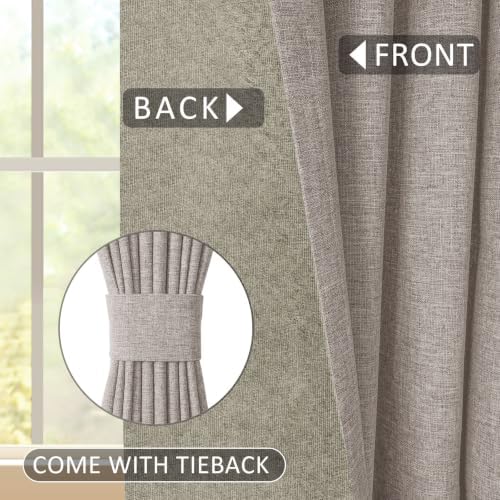 Macochico 100% Blackout Pinch Pleated Linen Curtains 84 Inches Long
